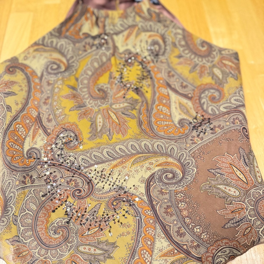 Laundry by Shelli Segal Silk Beaded Paisley Halter Top - Picture 7 of 7